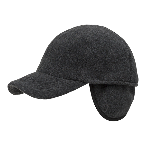 Fleece Baseball Classic Cap with Earflaps in Dark Grey Melange, Size 62 by  Wigens