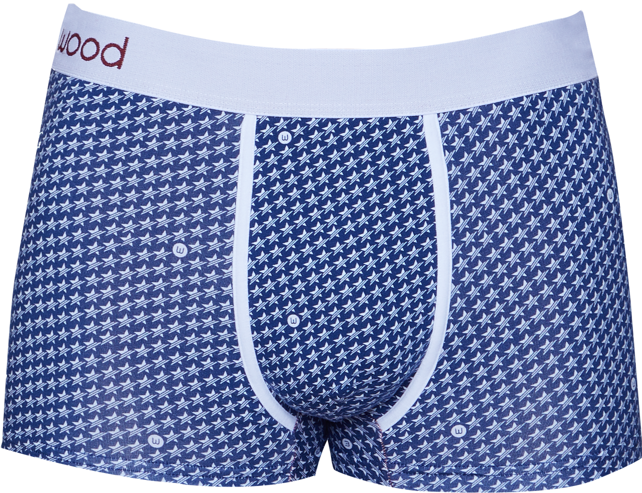 Trunk Style Briefs in Blue Houndstooth by Wood Underwear