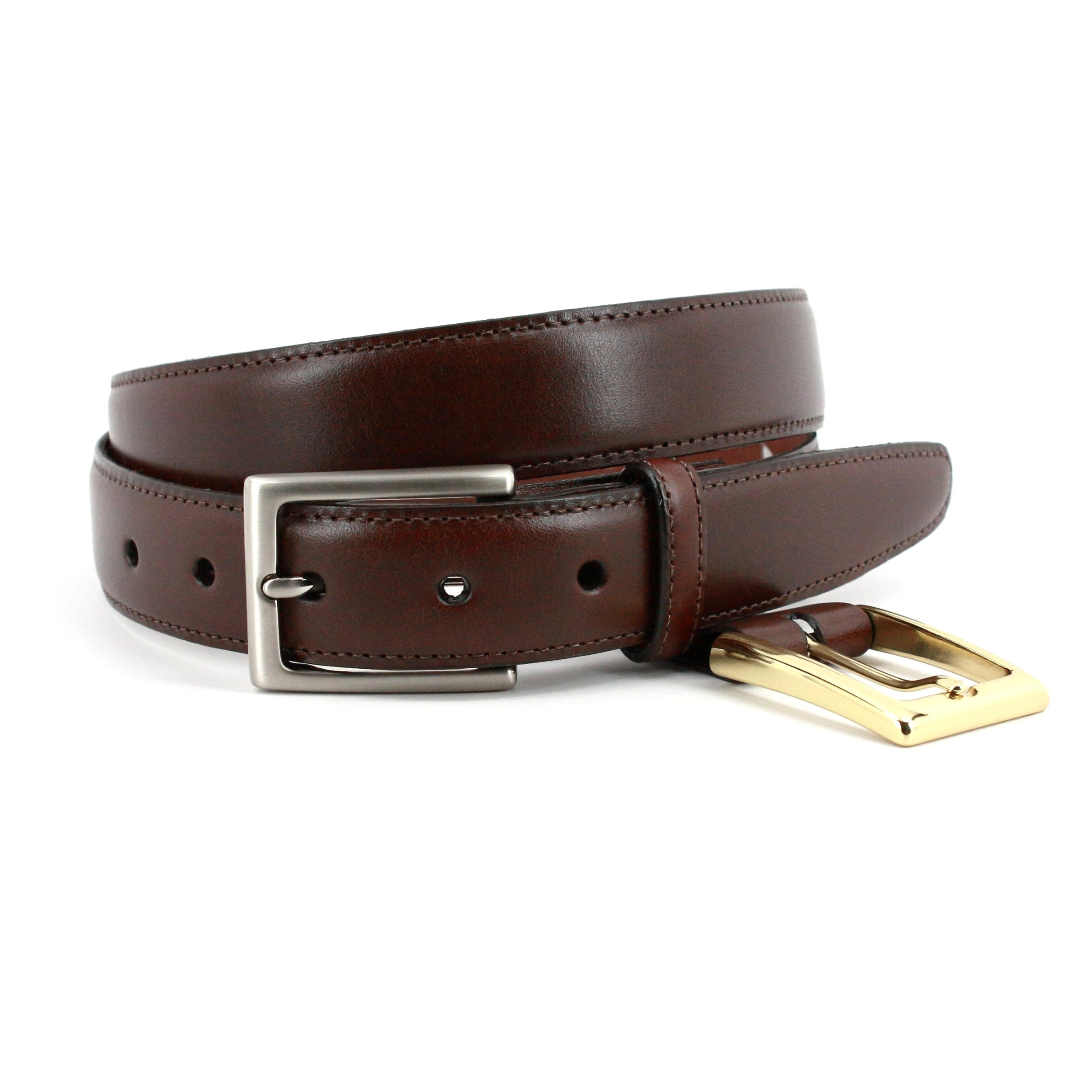 Italian Woven Stretch Leather Belt in Cognac by Torino Leather