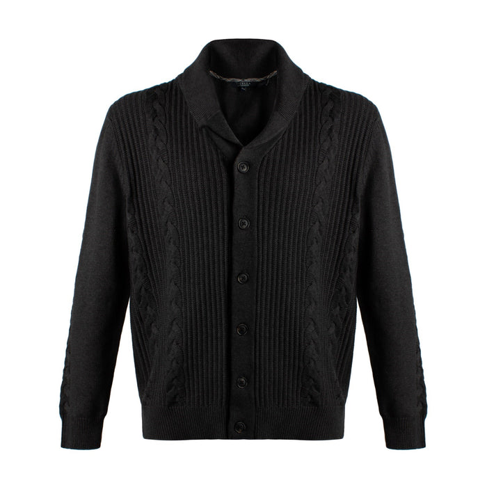 Textured-Knit Shawl-Collar Sweater