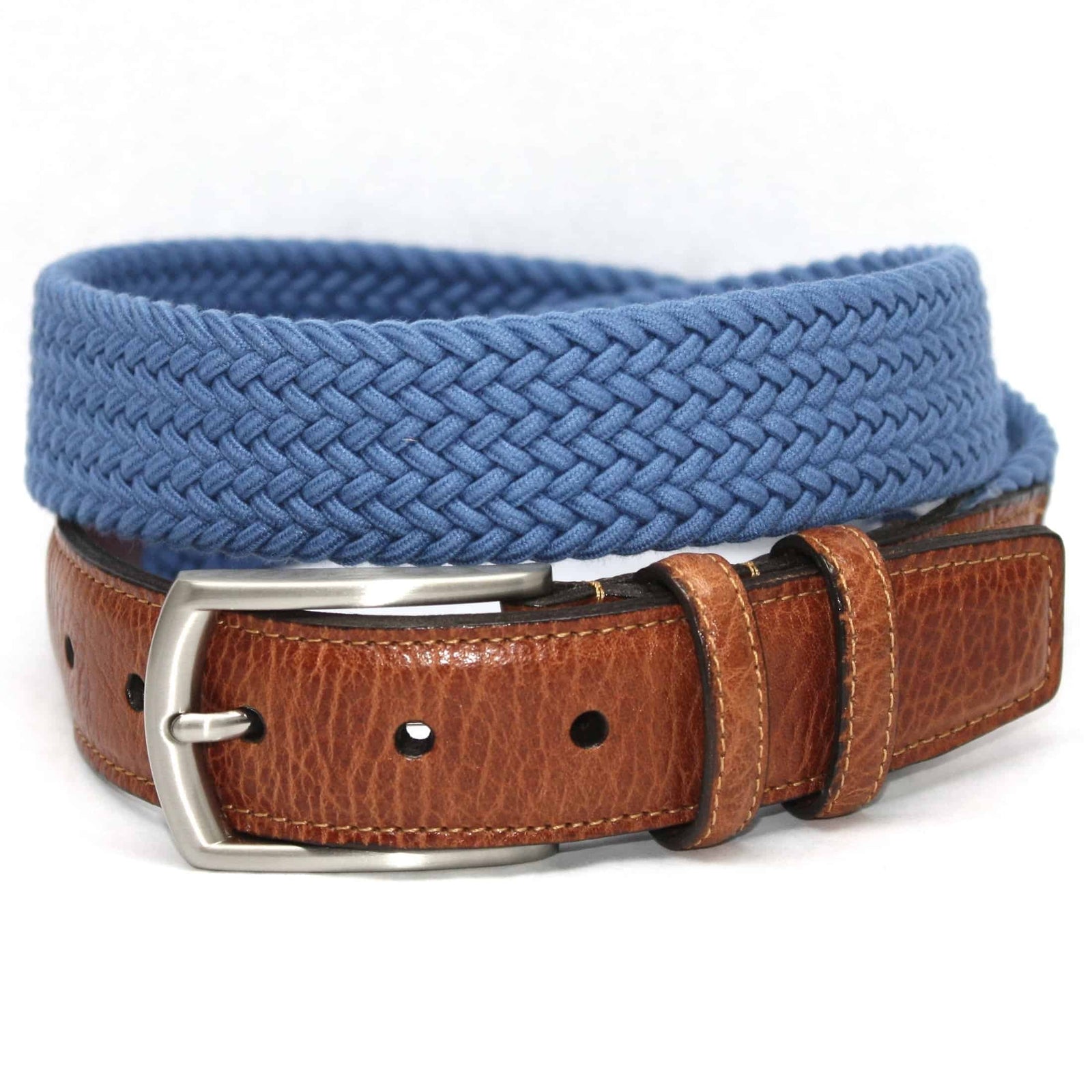 Italian Woven Cotton Elastic Belt in Royal Blue by Torino Leather - J ...
