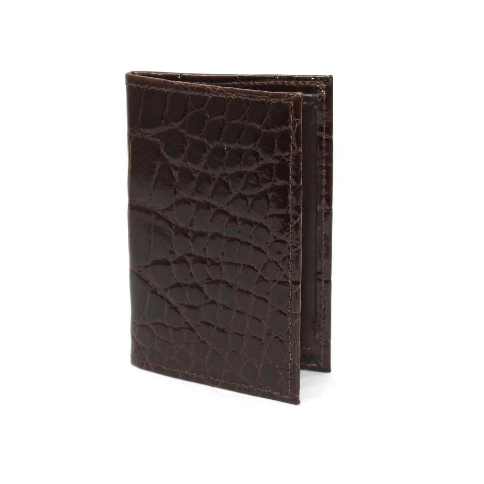 Men's Torino Genuine Alligator Leather Gusseted Card Case - Black