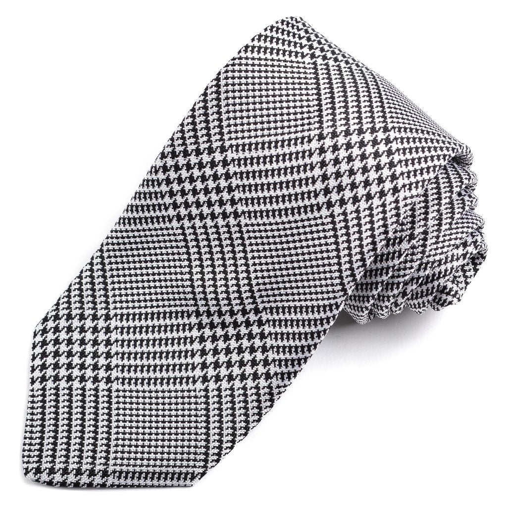 Black and White Houndstooth Plaid Woven Silk Jacquard Tie by Dion Neck ...