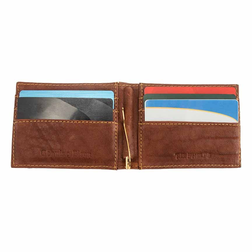 Brown Alligator Wallet With Bison Leather Interior