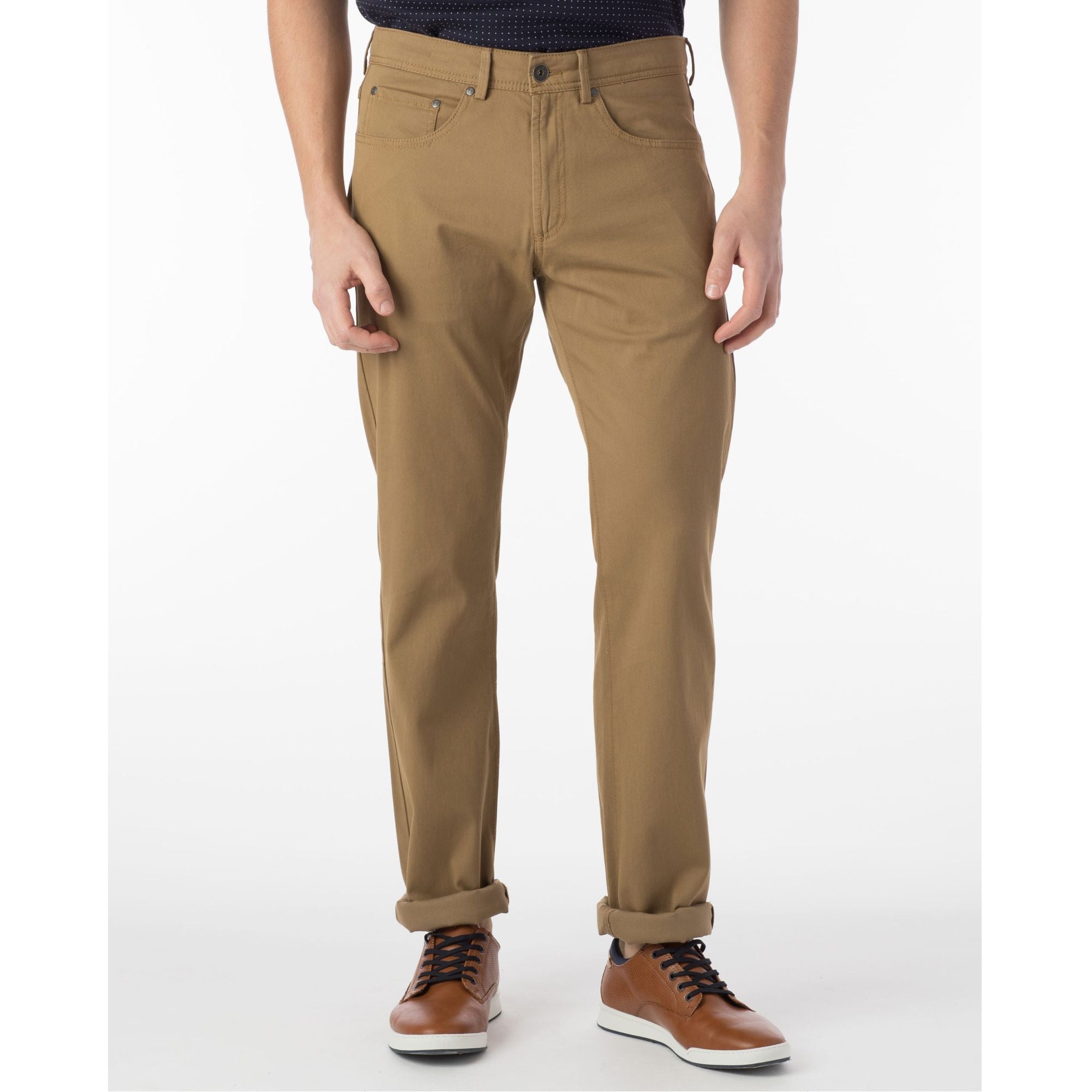 Novara Tan Stretch Slub Cotton 5-Pocket - Custom Fit Pants