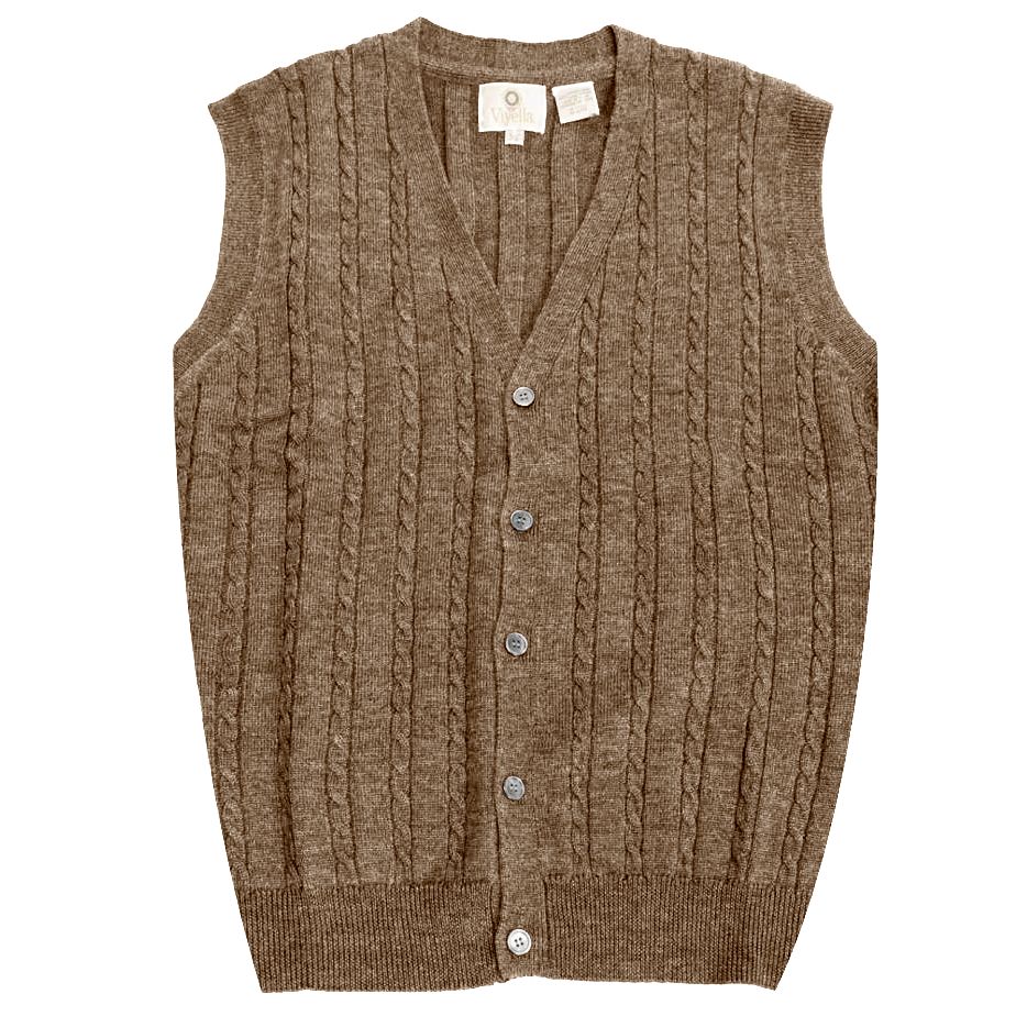Extra Fine 'Zegna Baruffa' Merino Wool Button-Front Cable Knit Sleevel ...