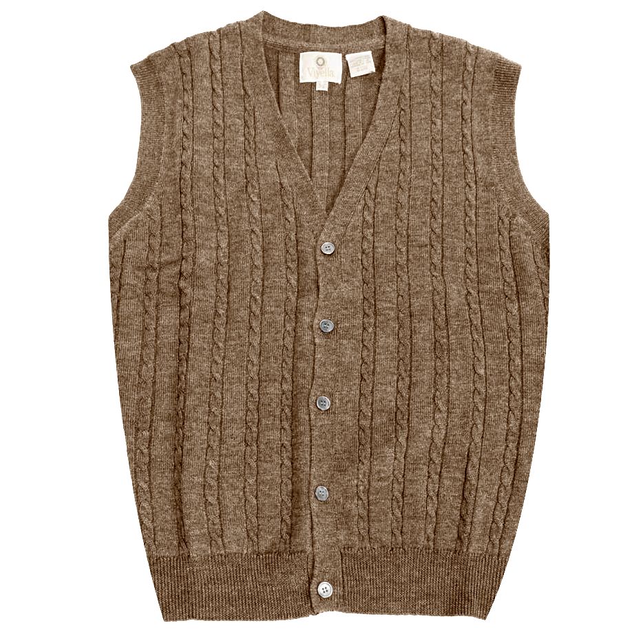 Extra Fine 'Zegna Baruffa' Merino Wool Button-Front Cable Knit Sleevel