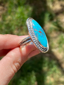 Freeform Kingman Turquoise Ring—size 8.5