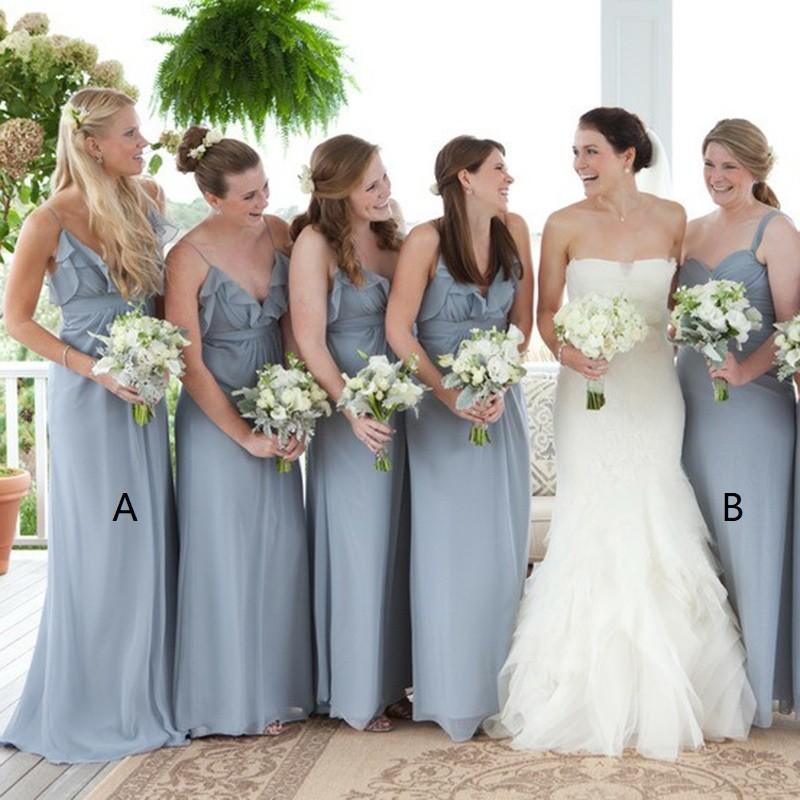 New Grey V Neck Chiffon Prom Dresses Affordable Bridesmaid Dress – EVERISA