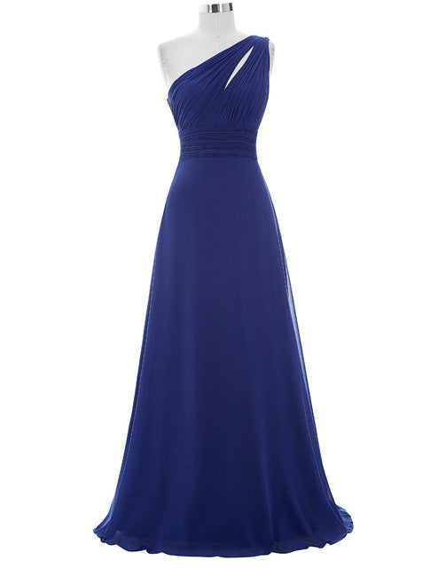royal blue one shoulder dress