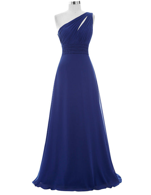 royal blue one shoulder bridesmaid dress