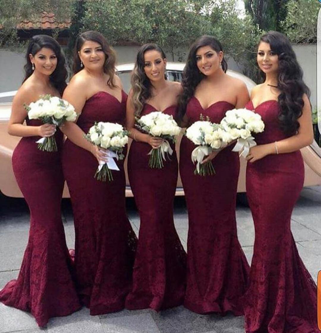 bridesmaid dresses maroon