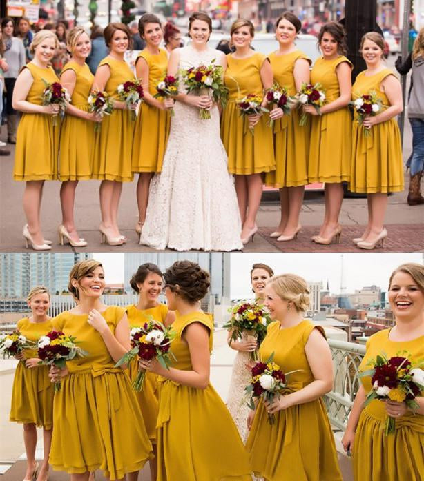 plus size yellow bridesmaid dresses