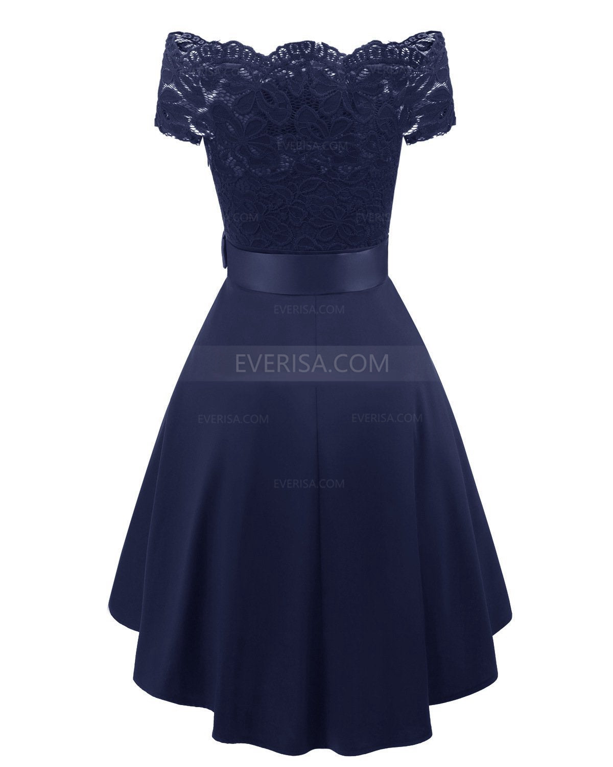 navy blue off the shoulder short dress