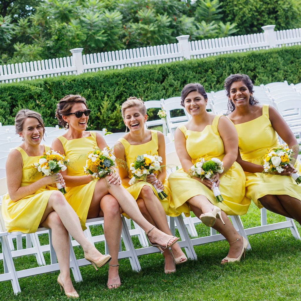 yellow satin bridesmaid dresses