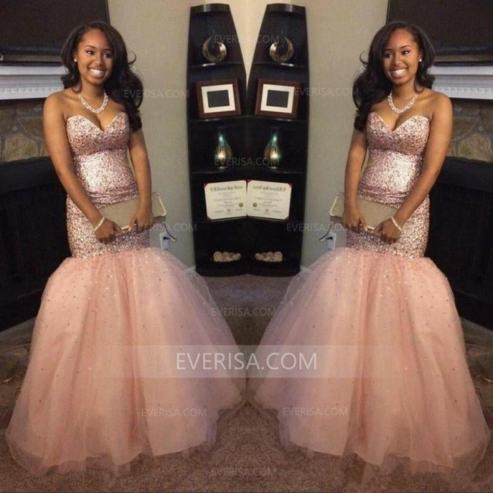 rose gold prom dress mermaid