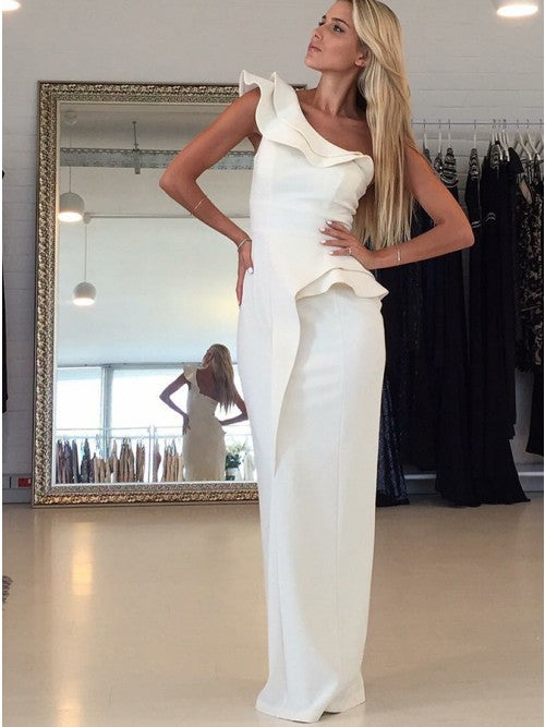 white one shoulder formal dress