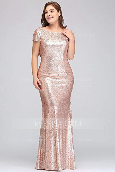 plus size rose gold prom dress