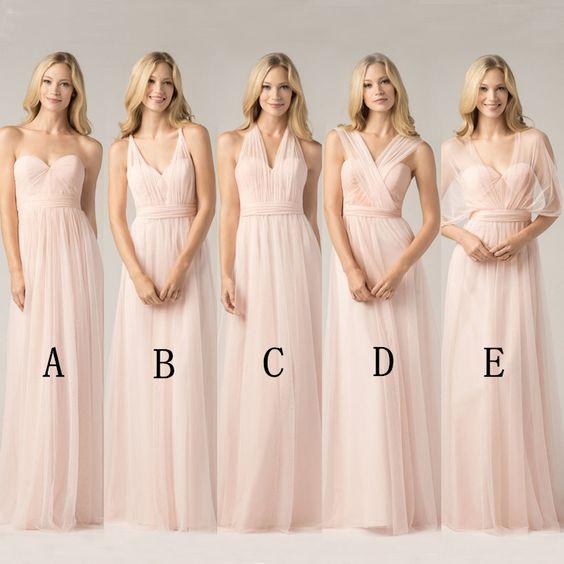 pink long bridesmaid dresses