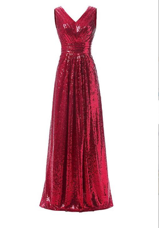 red sequin floor length dress