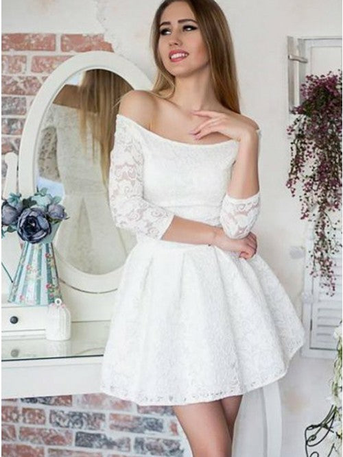 off shoulder lace cocktail dress