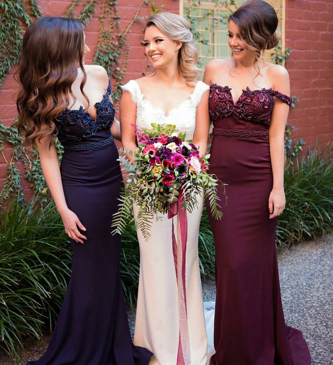 maroon and navy blue dress