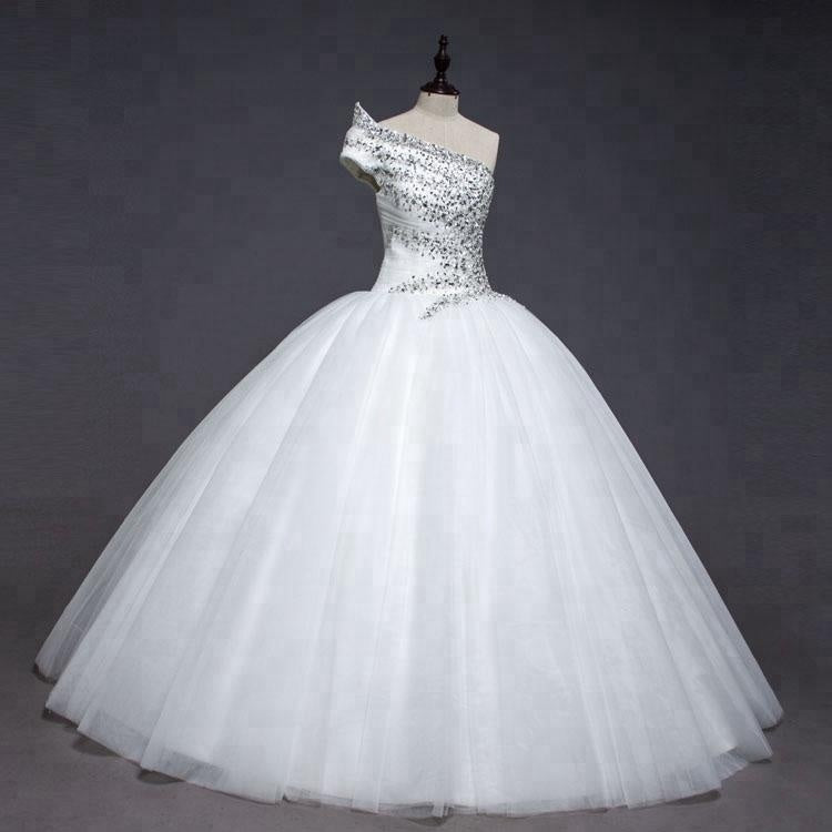 Sleeveless One Shoulder Slim Line Bridal Gown Cheap Wedding Dresses