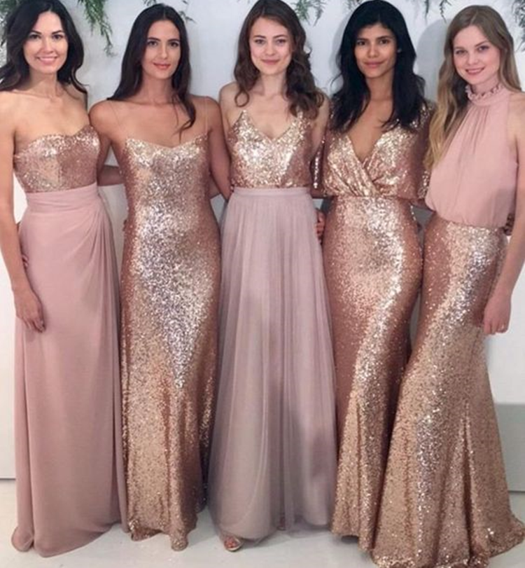 rose gold v neck dress