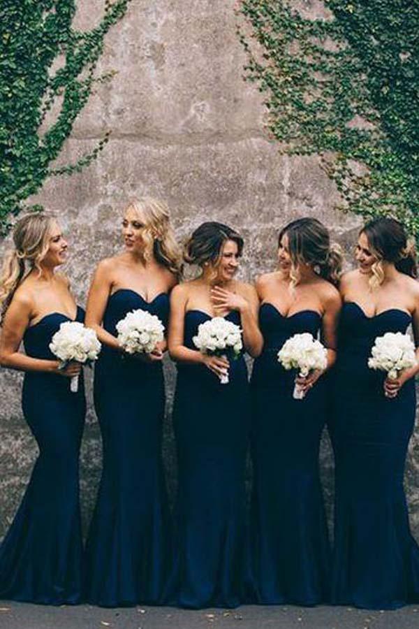 navy satin bridesmaid dresses