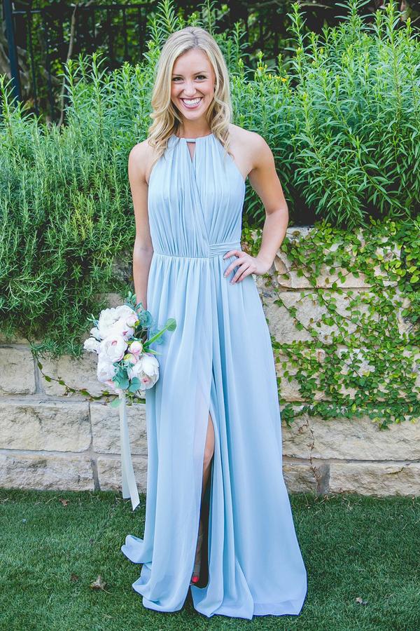 pale blue chiffon bridesmaid dresses