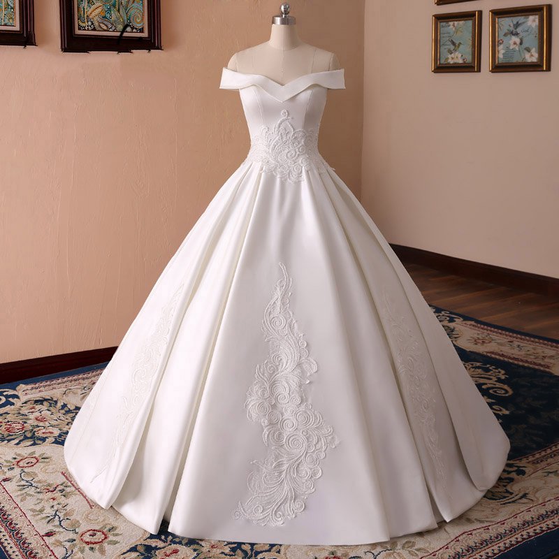 off white satin wedding dresses