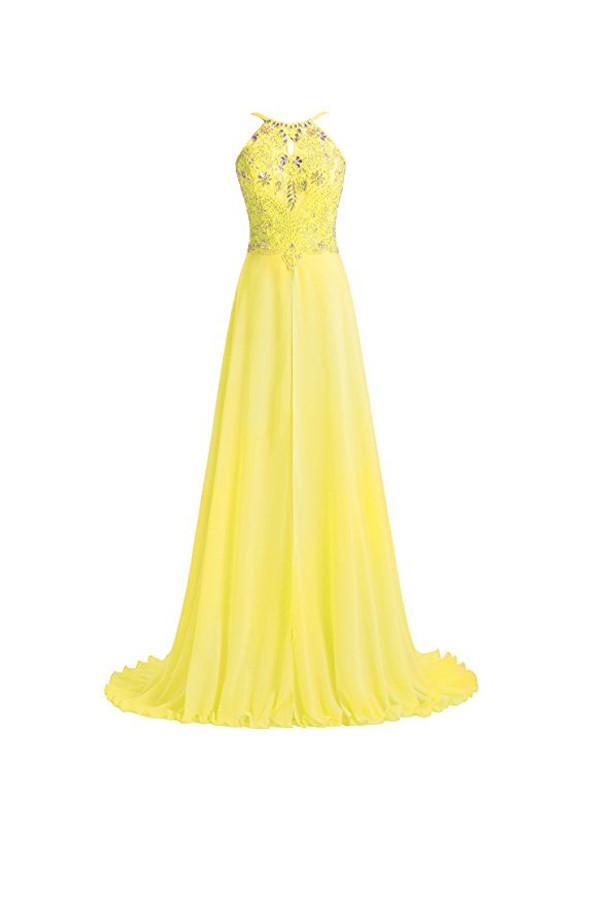 bright yellow prom dress