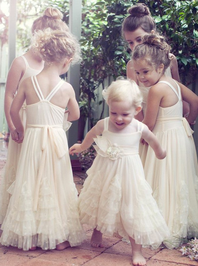 Line Lace Flower Girl Dress 