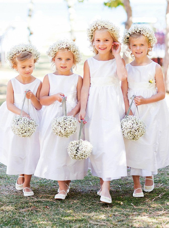 simple white flower girl dresses