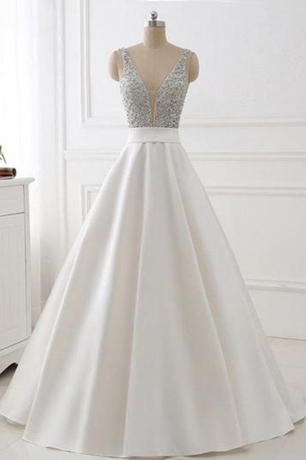 white bling prom dresses