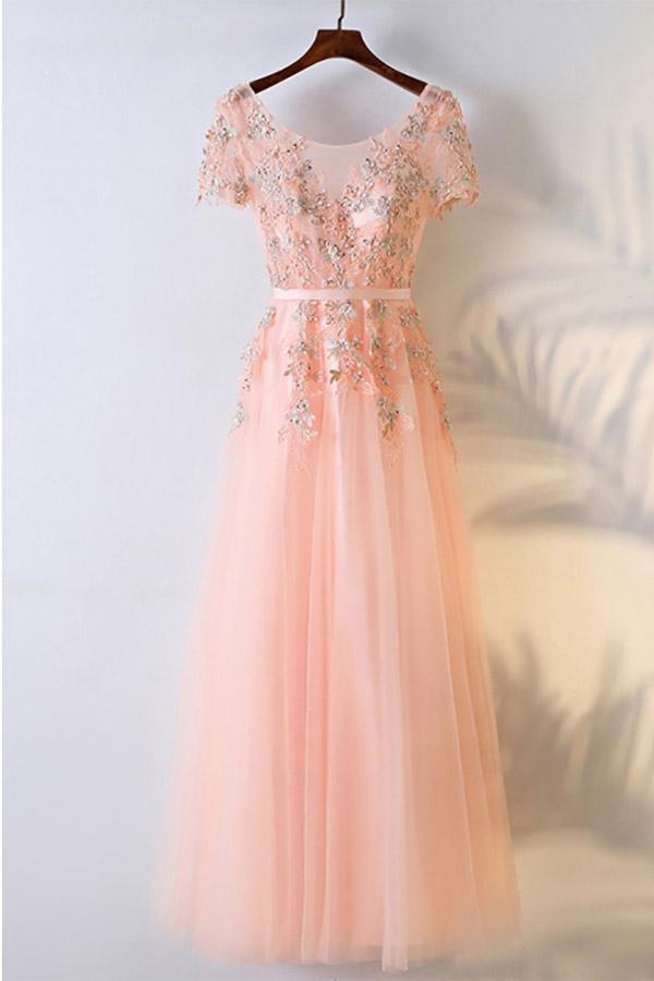 peach formal dresses short