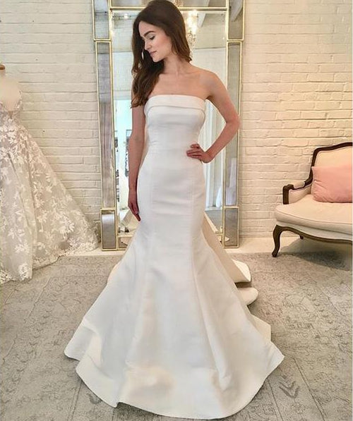 white strapless mermaid wedding dress