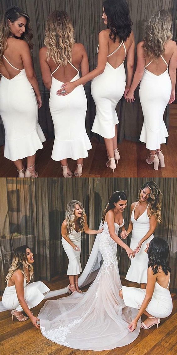 short mermaid bridesmaid dresses