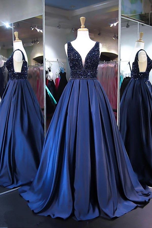 blue navy dress prom