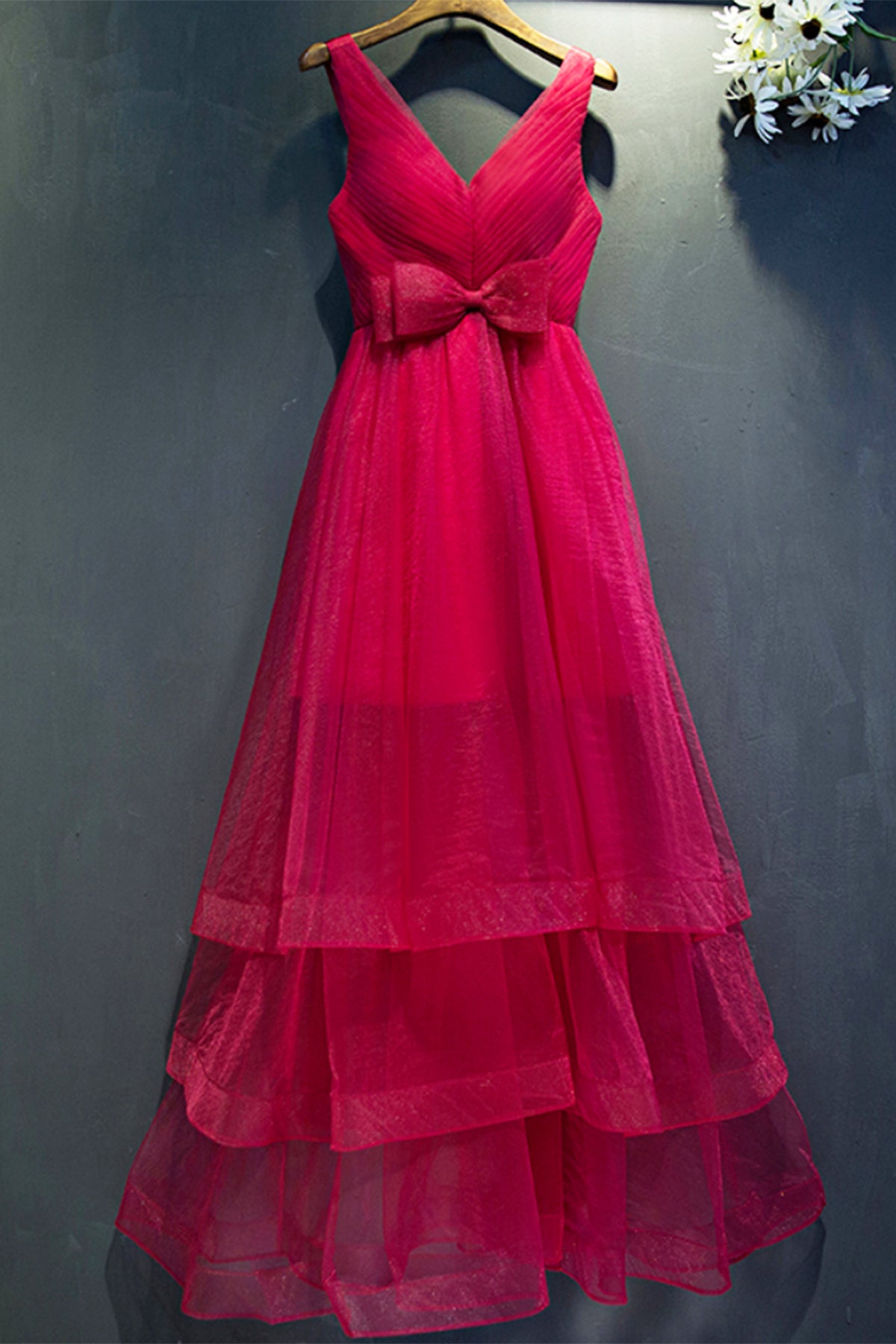 hot pink tiered dress