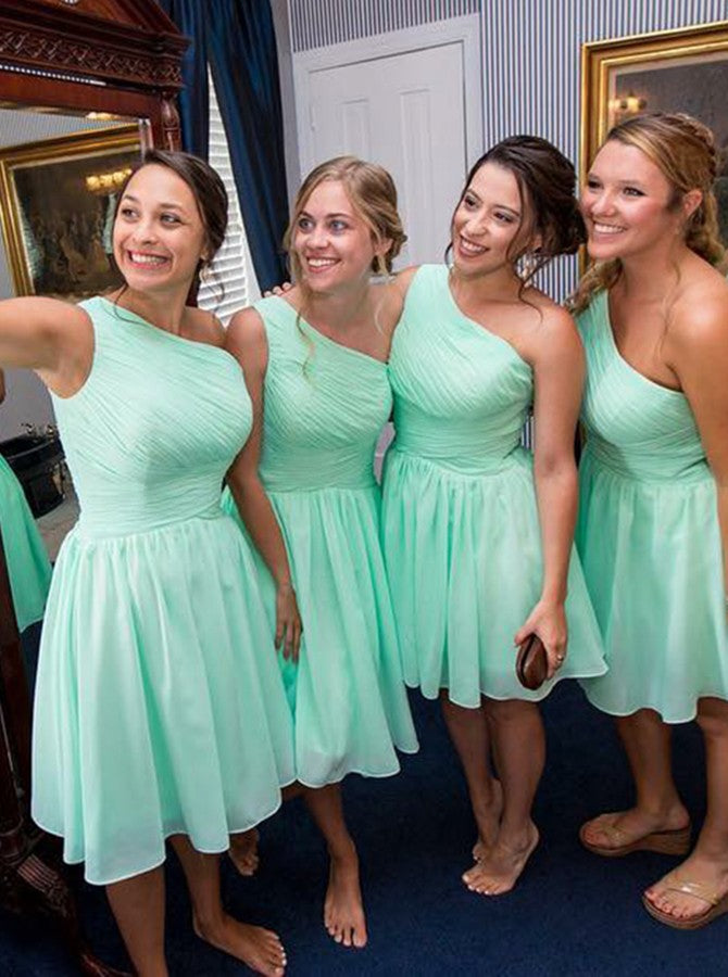 short mint bridesmaid dresses