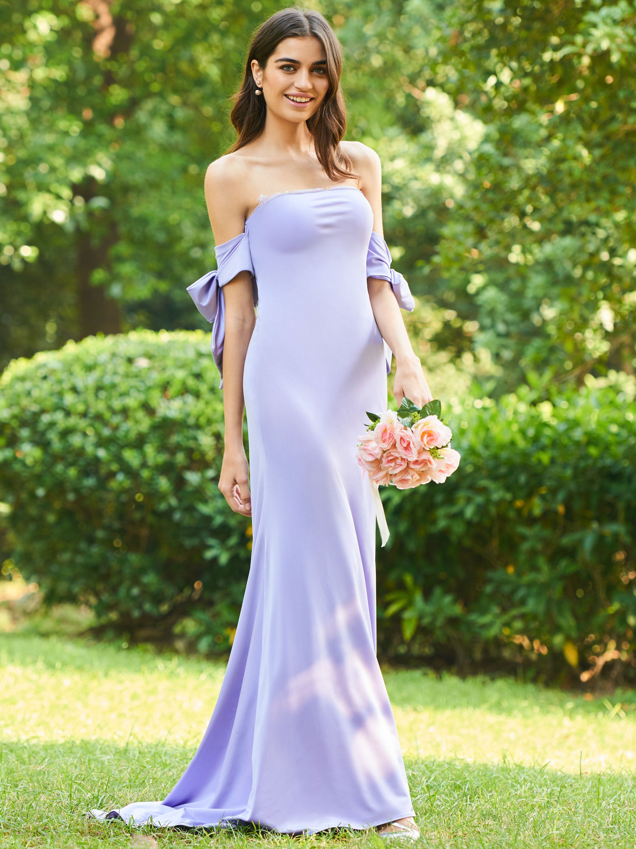 lavender strapless dress