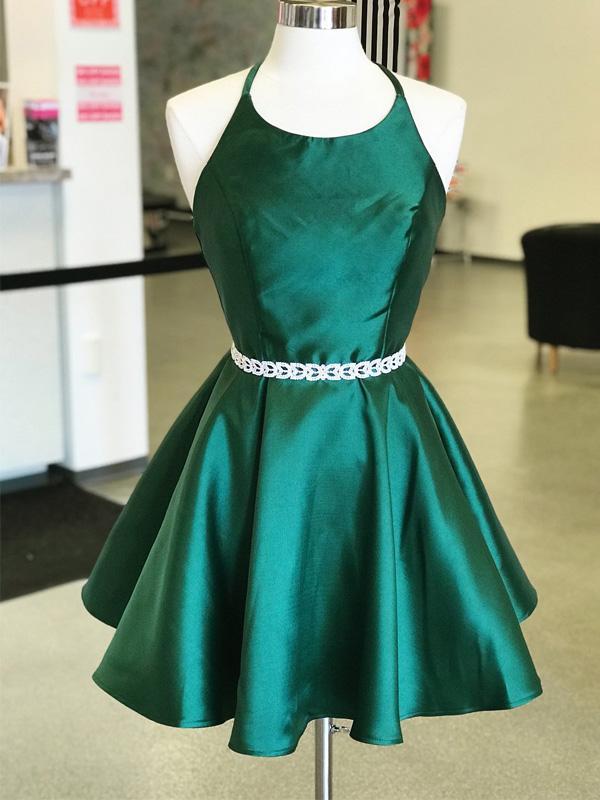 satin emerald green dress