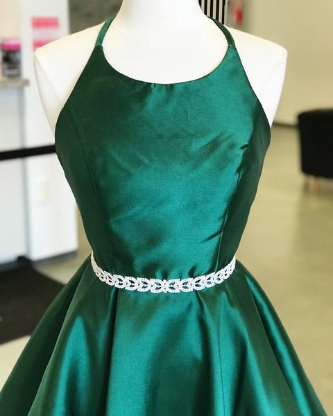 emerald green short prom dress