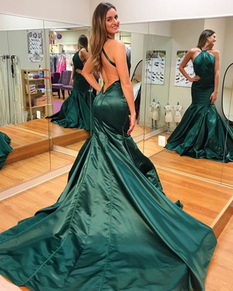 emerald green halter dress