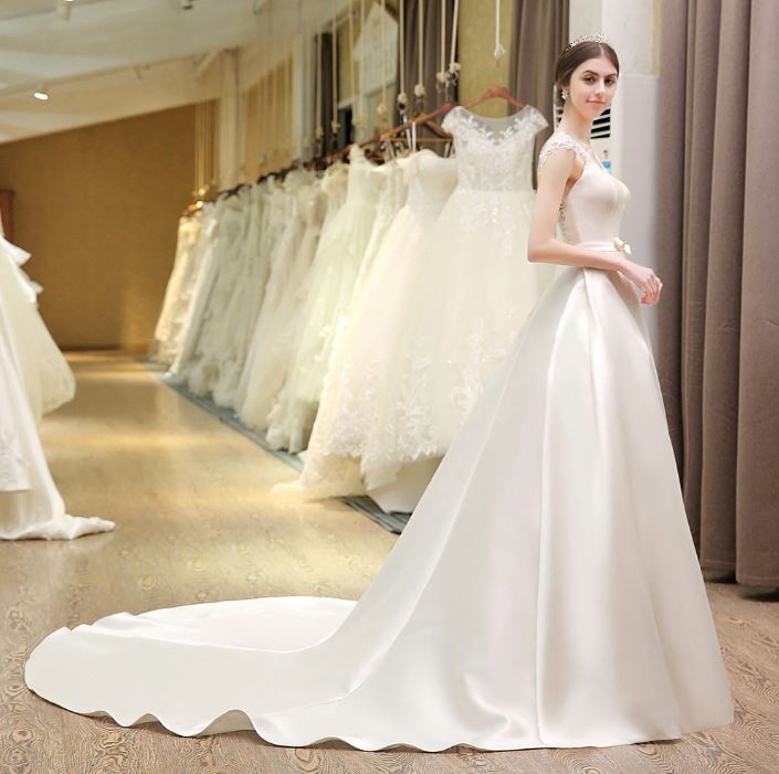 fishtail wedding dress long train