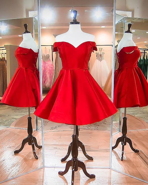 red off the shoulder hoco dress