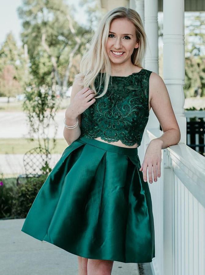 emerald green short formal dress