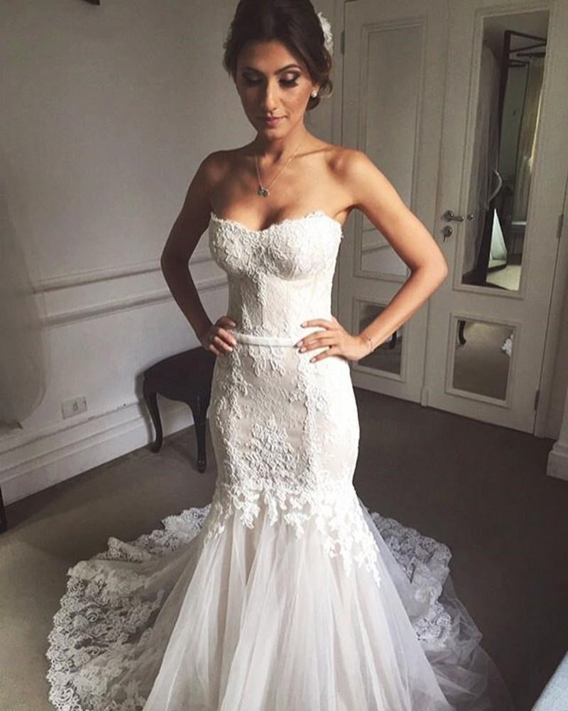 strapless sweetheart mermaid wedding dress