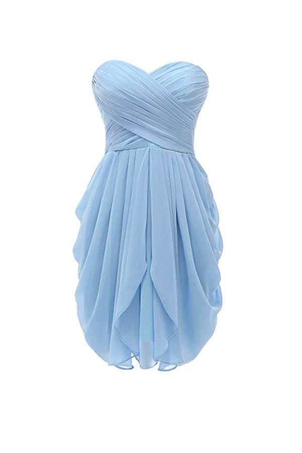 pale blue short bridesmaid dresses